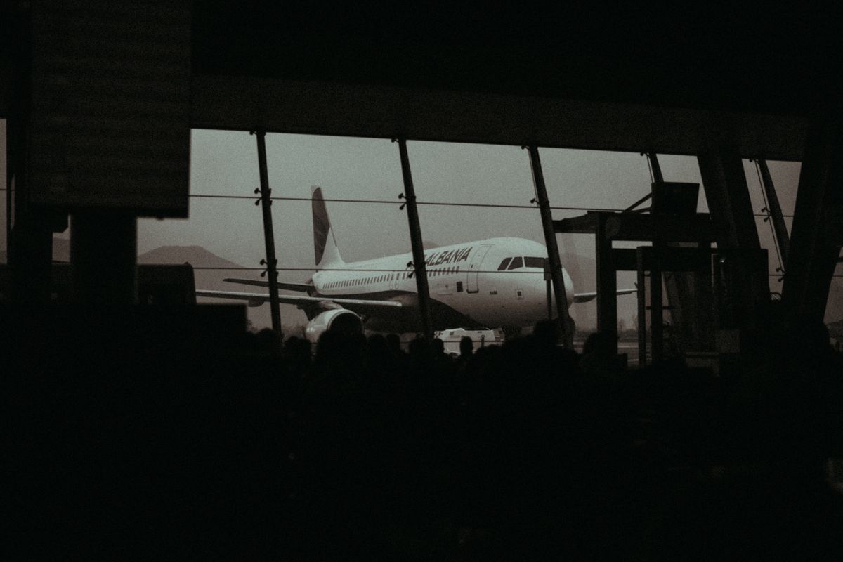 Airport terminal with airplane