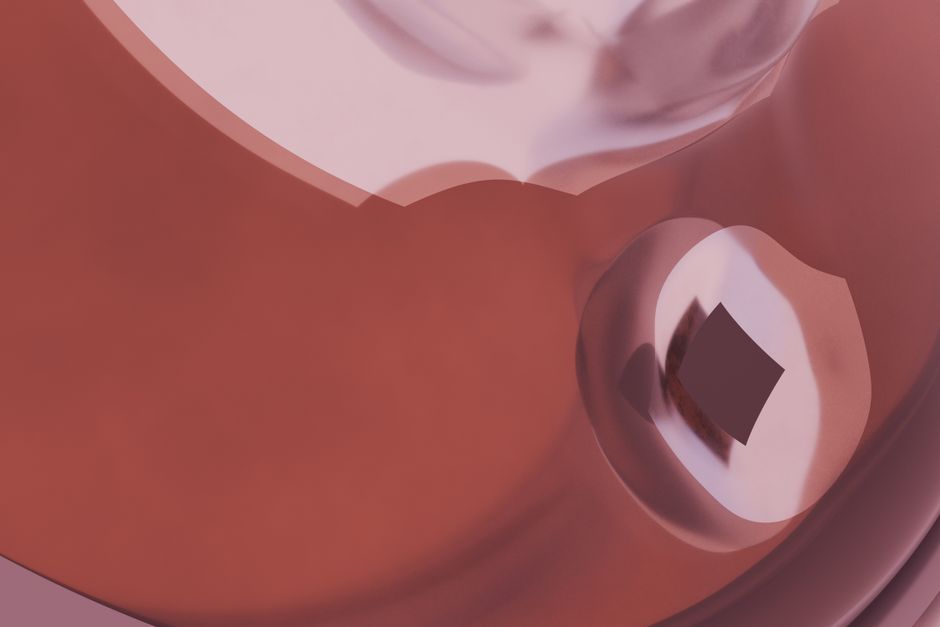 Creamy pink abstract art featuring soft geometric shapes and flowing design.
