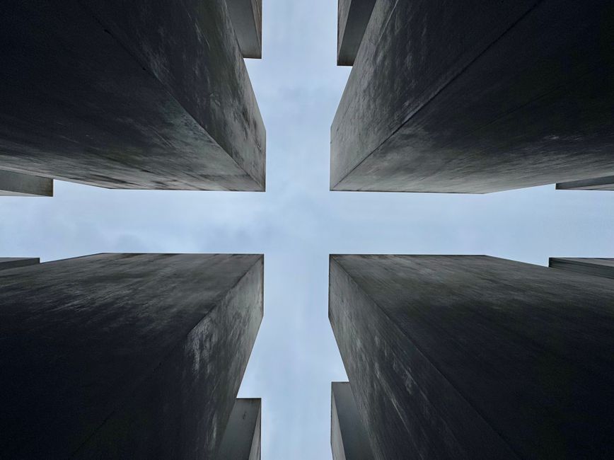 Dramatic view of the Holocaust Memorial in Berlin with strong architectural lines. Dramatic view of the Holocaust Memorial in Berlin with strong architectural lines.