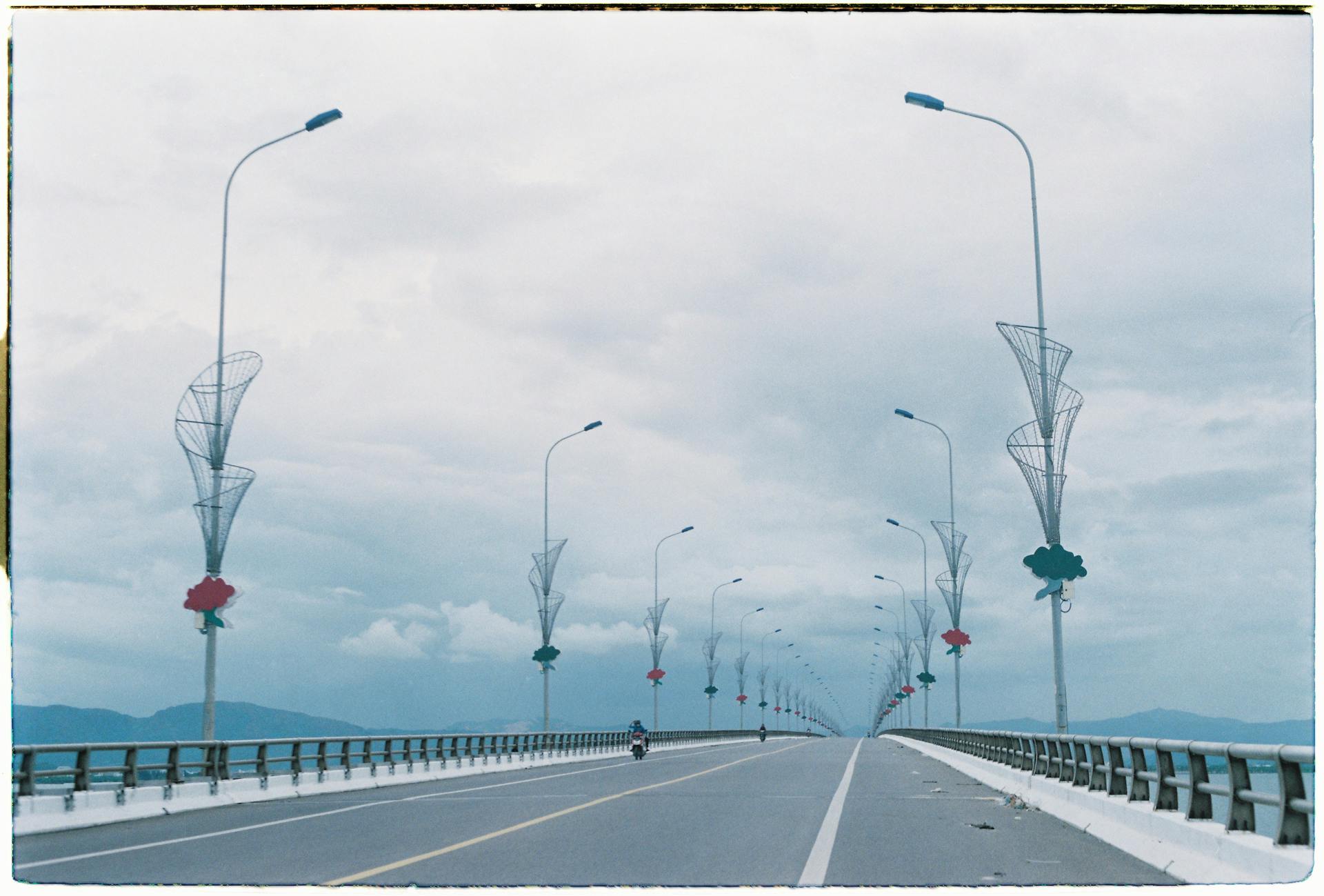 A long bridge in Quy Nhon, Vietnam, stretching into the distance.
