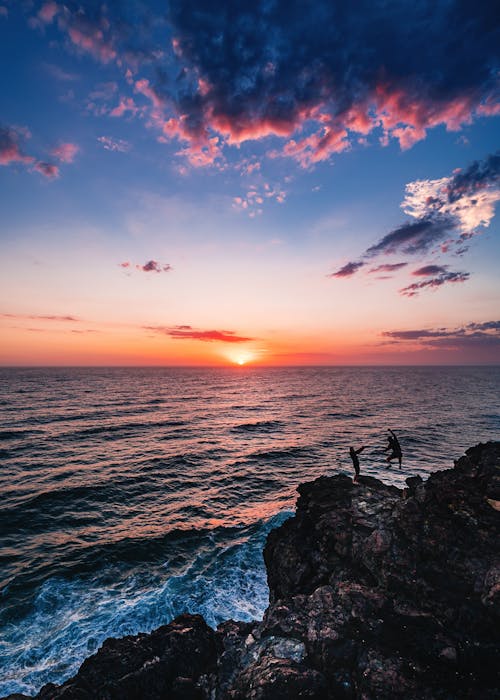 Oceaan Tijdens Zonsondergang