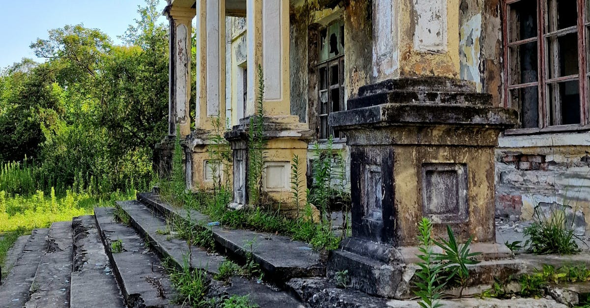 An old building with columns and steps