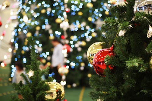 Green Christmas Tree With Baubles