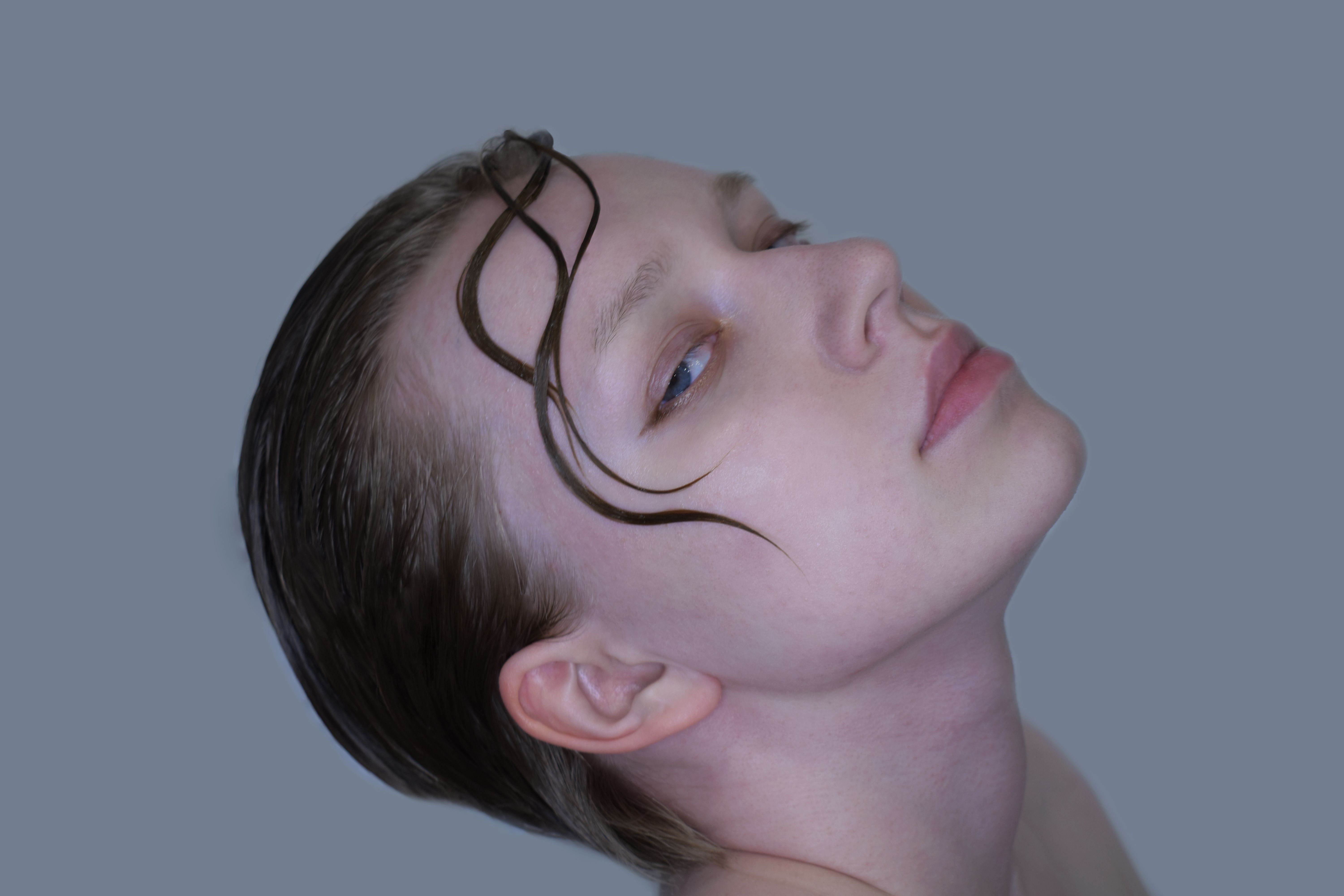 Wet-look slicked bob hairstyle
