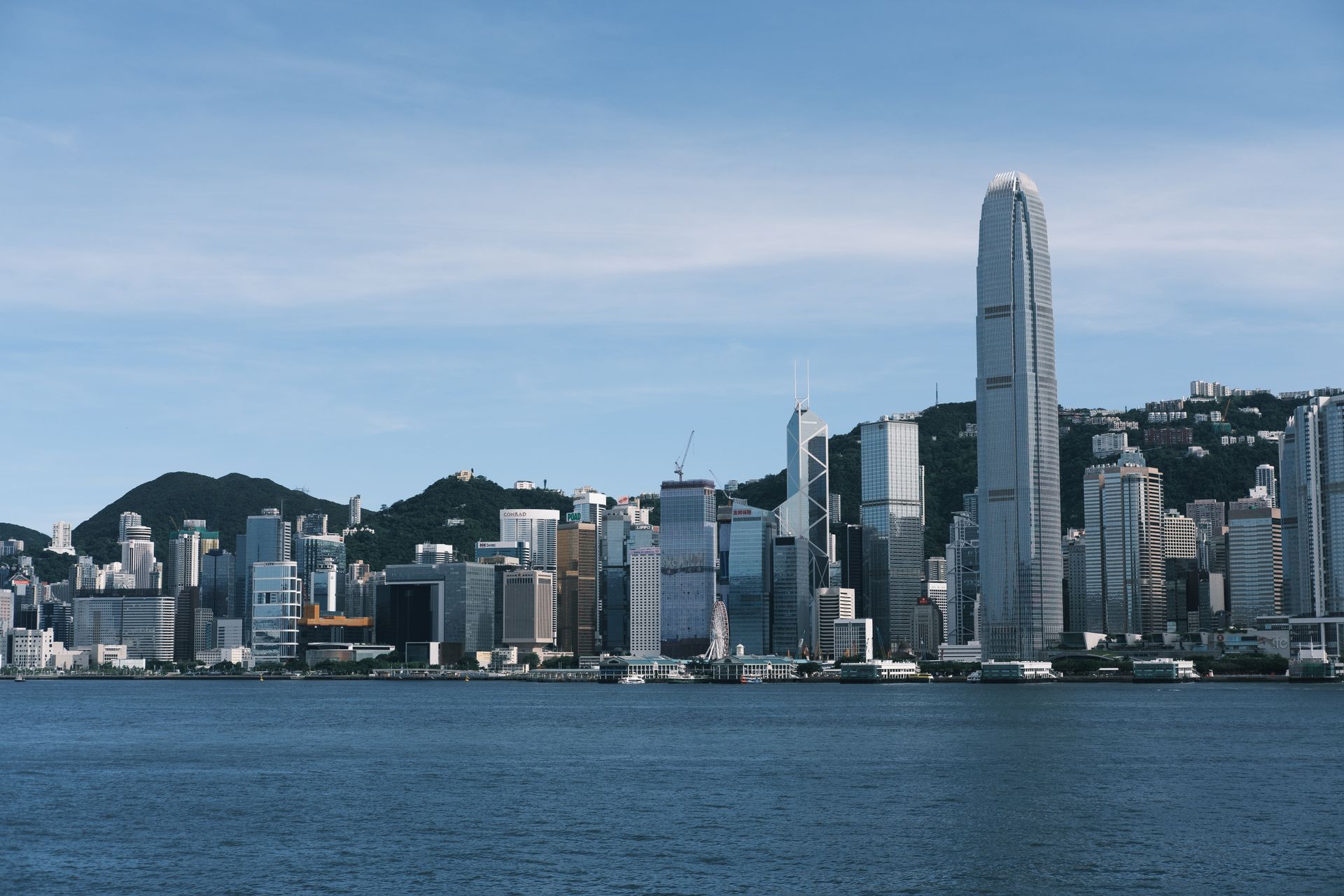 Hong kong skyline from the water