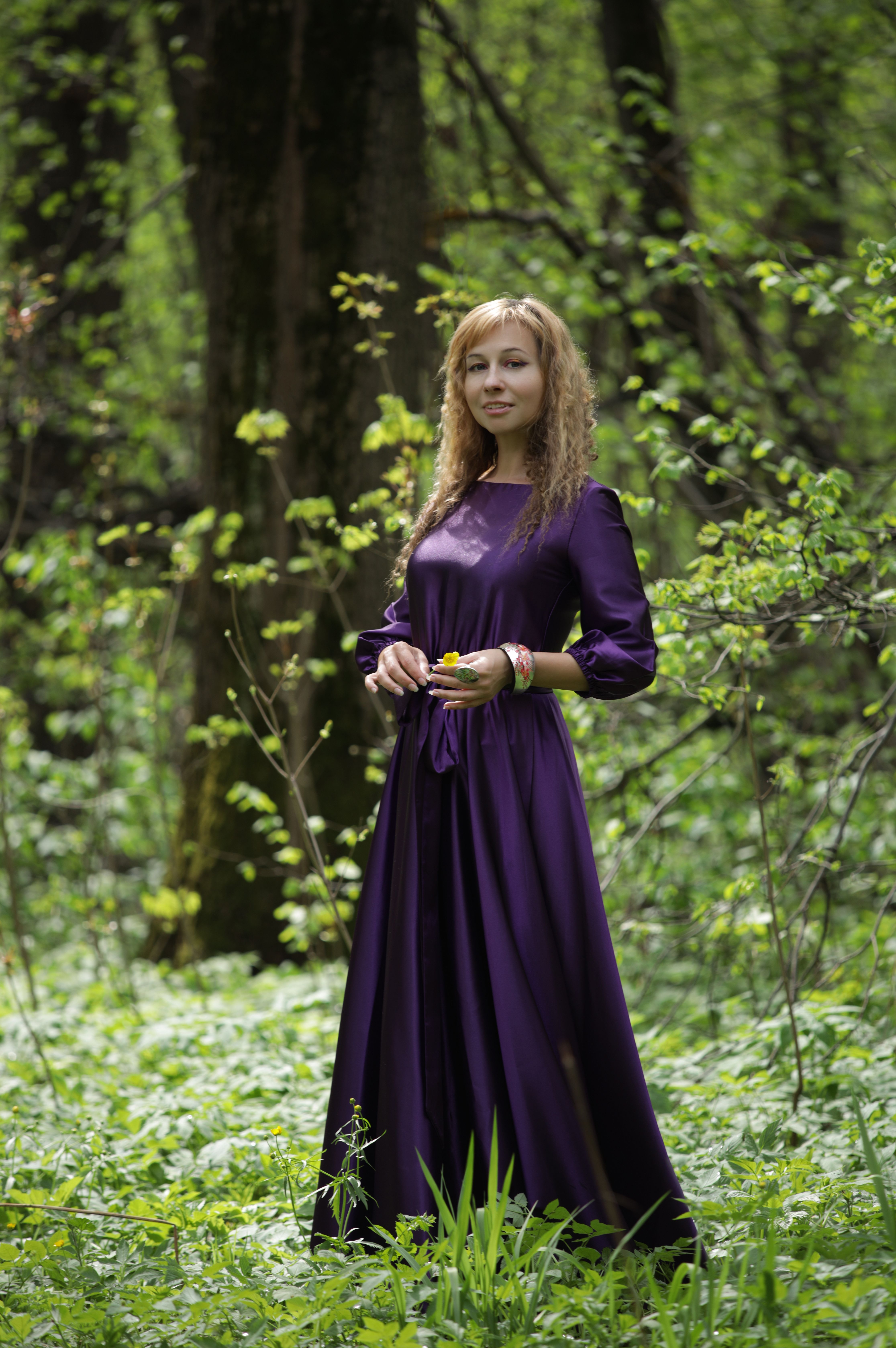 Female Model Wearing a Purple Evening Gown · Free Stock Photo