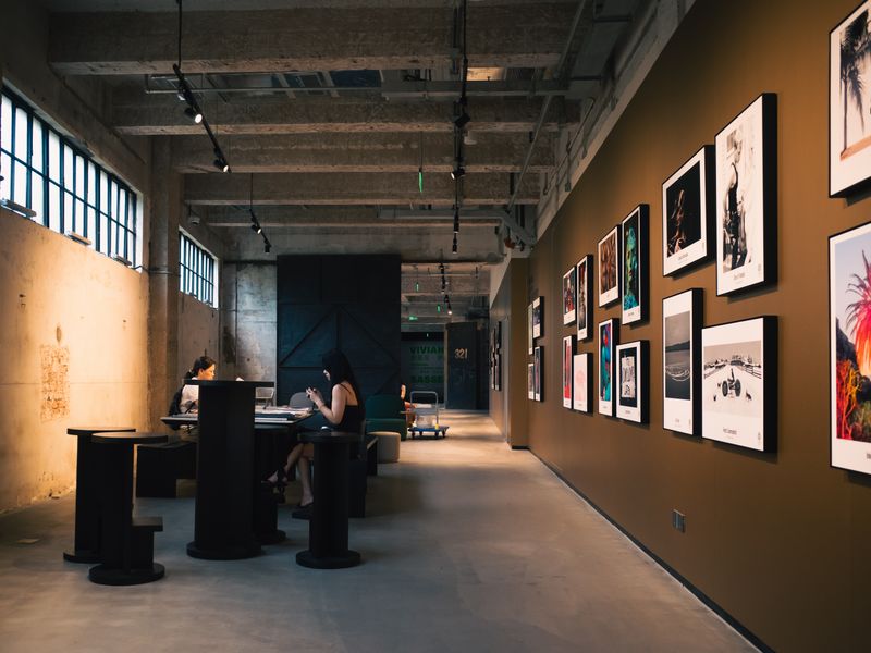Installation view, north wall — six large-scale oils