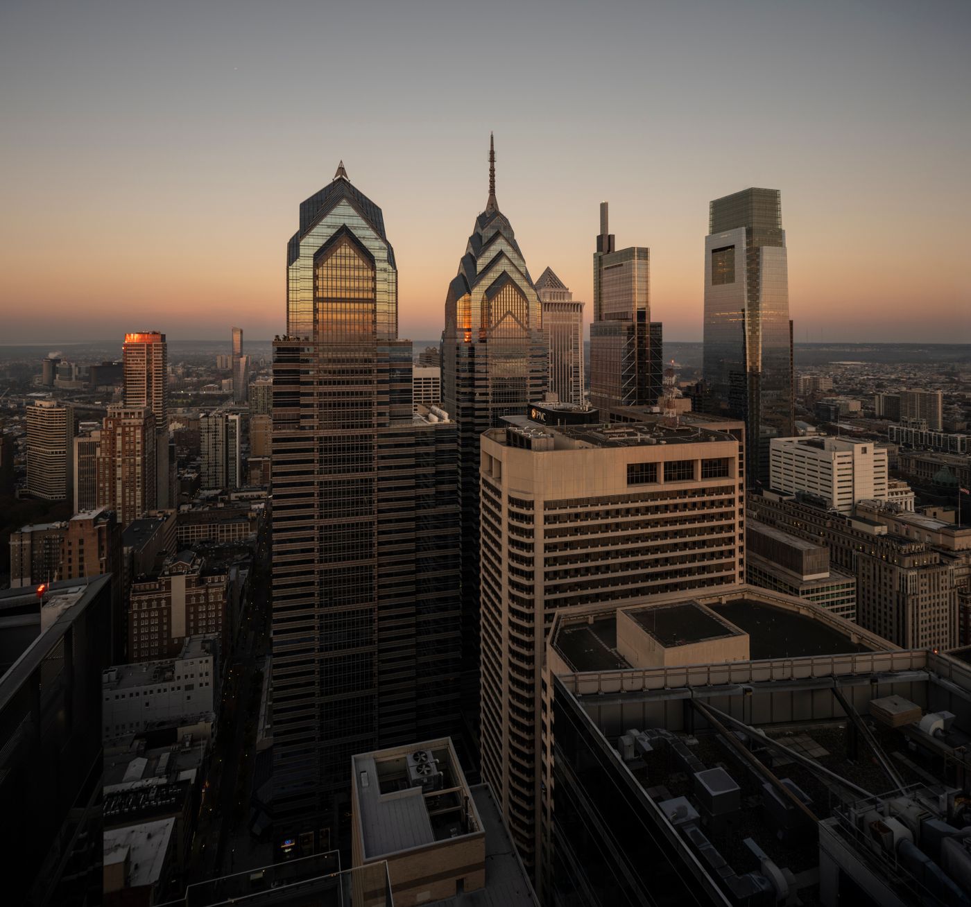 Philadelphia skyline at sunset