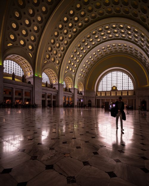 Free Stunning fisheye view of the grand hall in Union Station, Washington, DC. Stock Photo