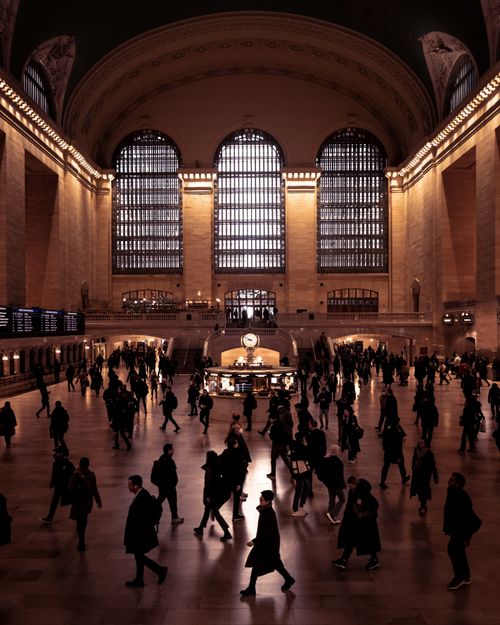Free Bustling scene inside Grand Central Terminal in NYC, showcasing commuters and travelers. Stock Photo