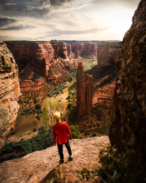 Man Standing By A Rock Cliff