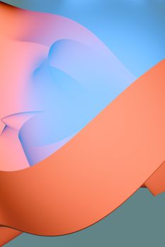 Vibrant abstract digital artwork featuring dynamic gradient curves in blue and orange hues.