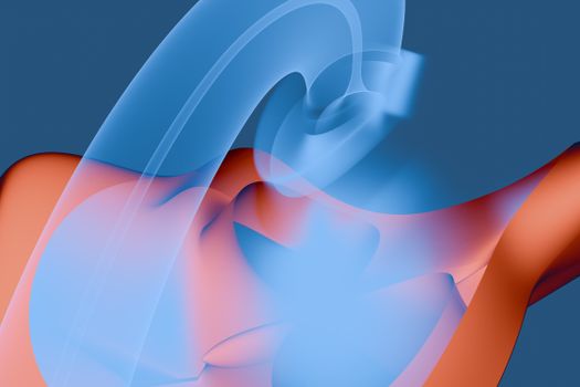 A vibrant abstract digital artwork featuring dynamic blue and orange curves, creating a sense of motion.