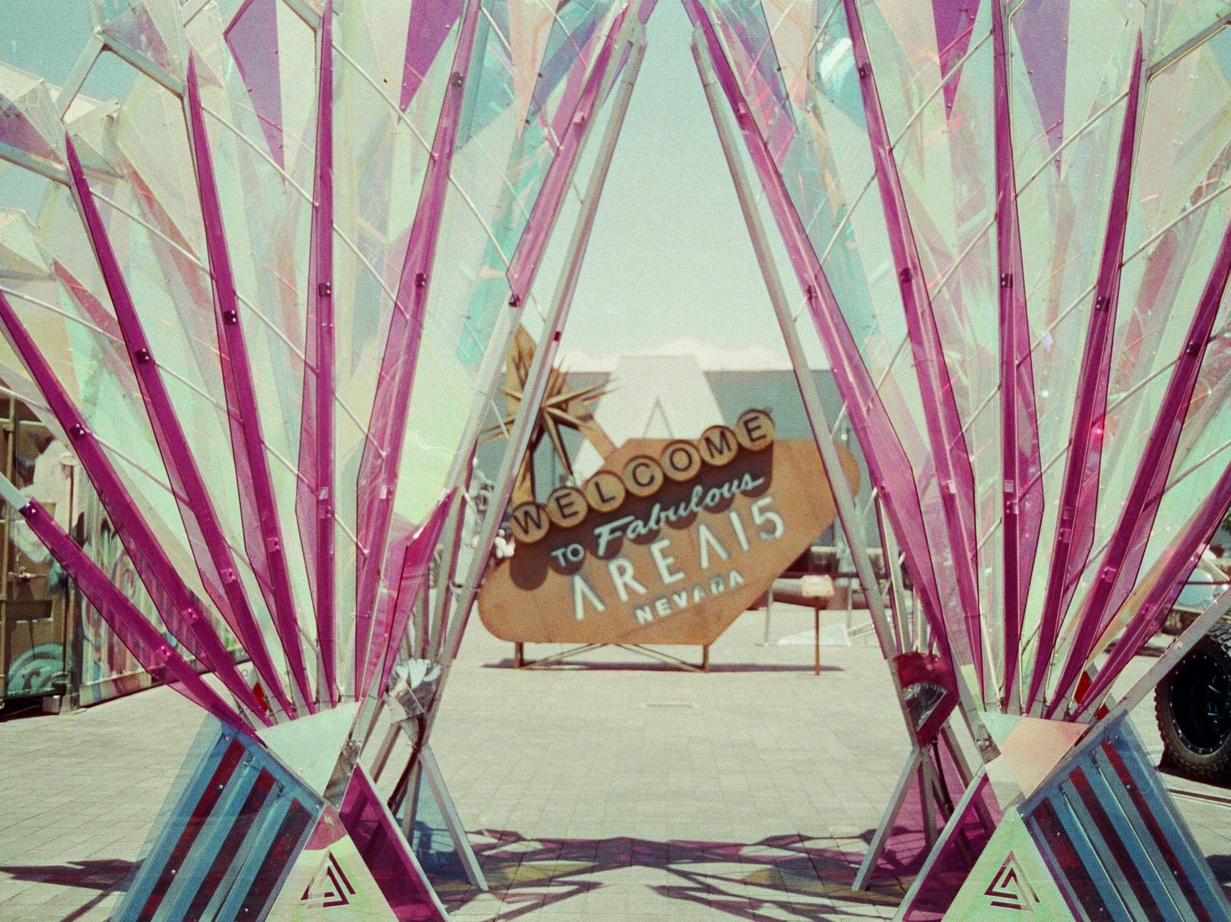 Vintage neon signs standing in the outdoor Neon Boneyard museum