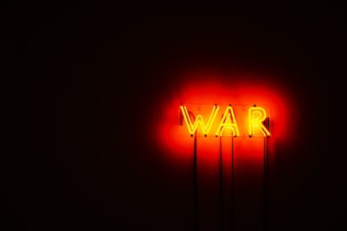 Red War Neon Signage