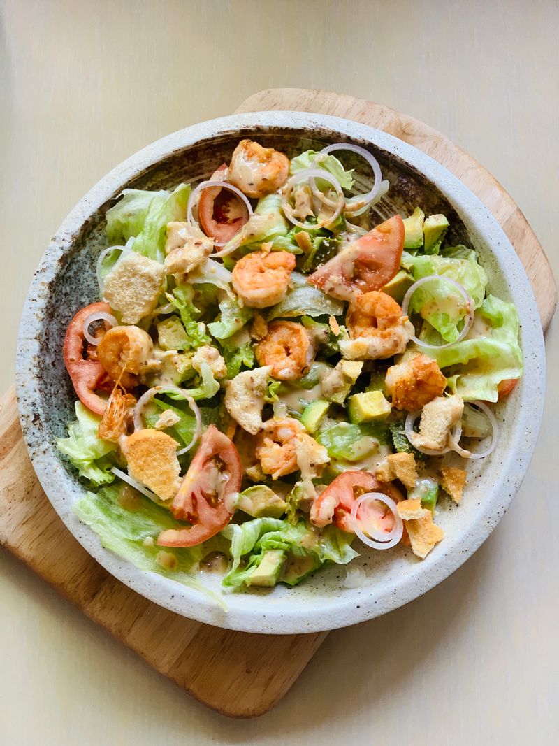 Grilled Shrimp Salad from FILA’S PIZZA in Philadephia 
