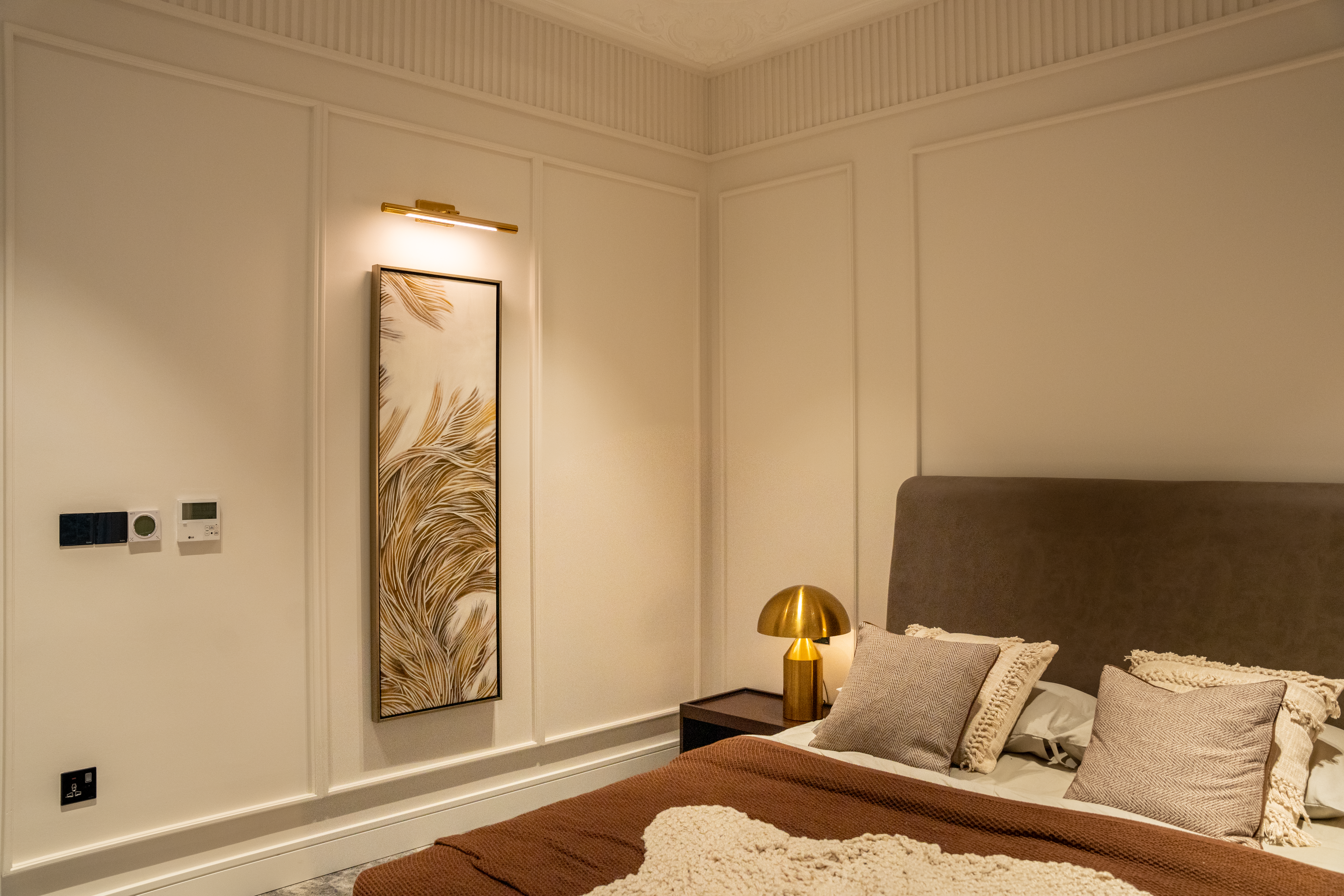 Contemporary wall art in styled interior