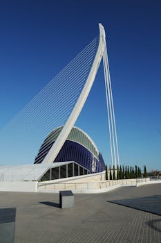 在西班牙瓦伦西亚的晴空下，矗立着时尚的现代建筑