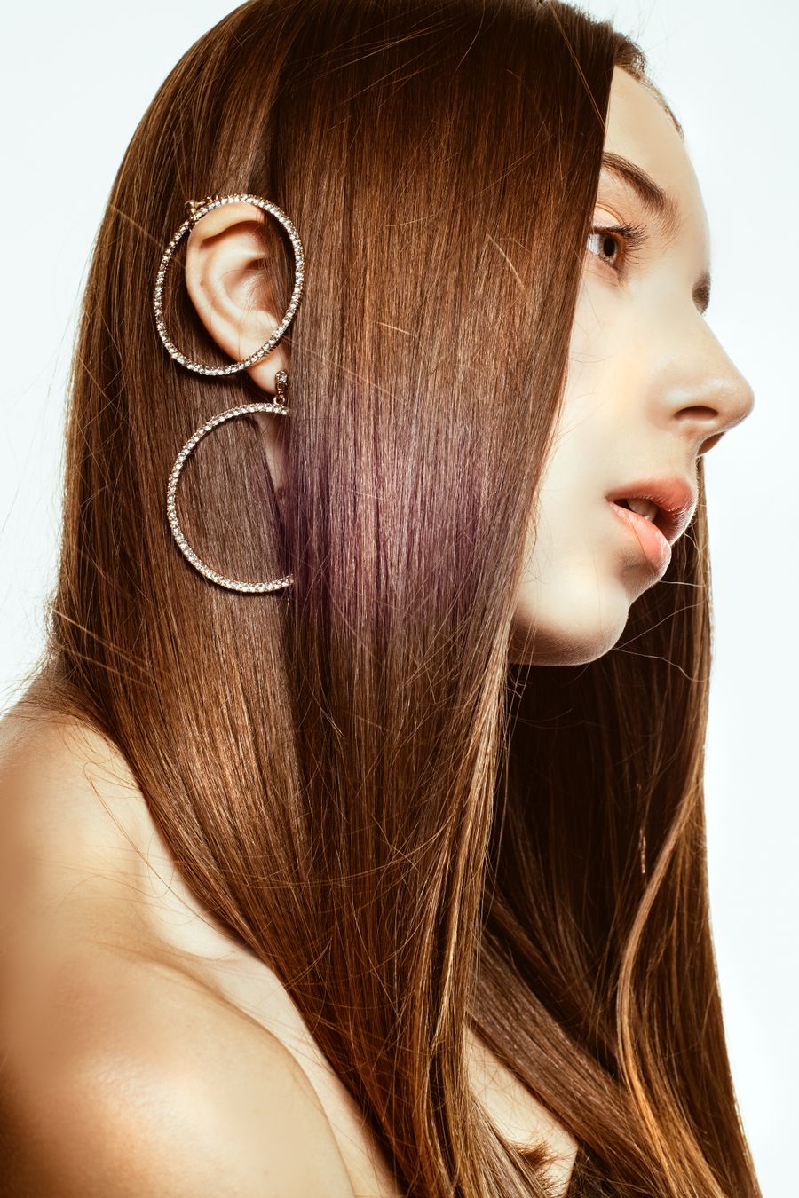 Natural Lace Front Wig, sleek copper-brown hair
