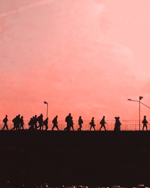 Free People Walking on Bridge Stock Photo