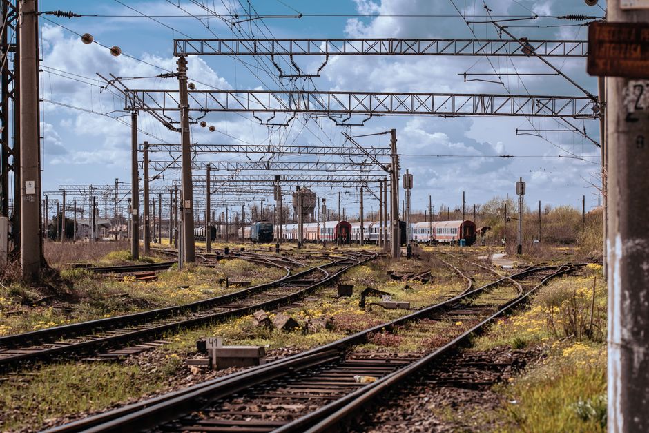 Train arriving at Tiraspol train station in Transnistria, Moldova
