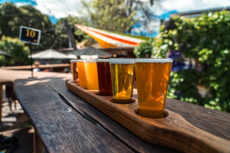 IPA tasting flight on the bar at Ironside Brewing Co.