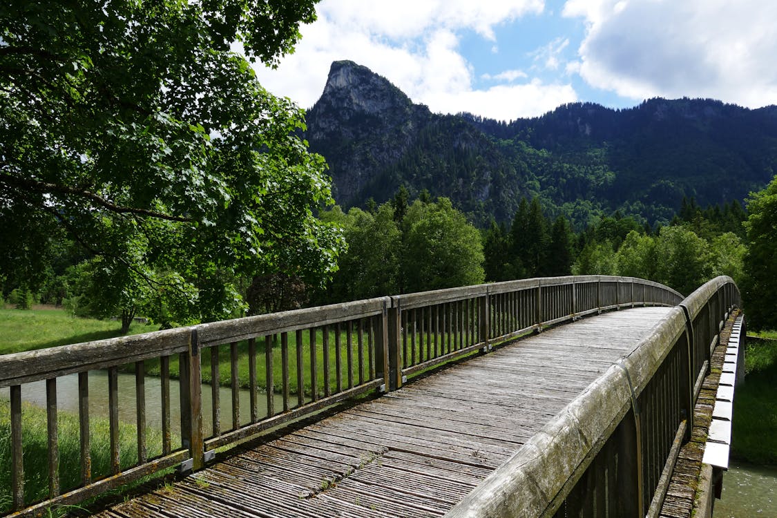 Wooden Bridge Near Mountains