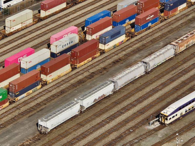 Customs officer inspecting freight