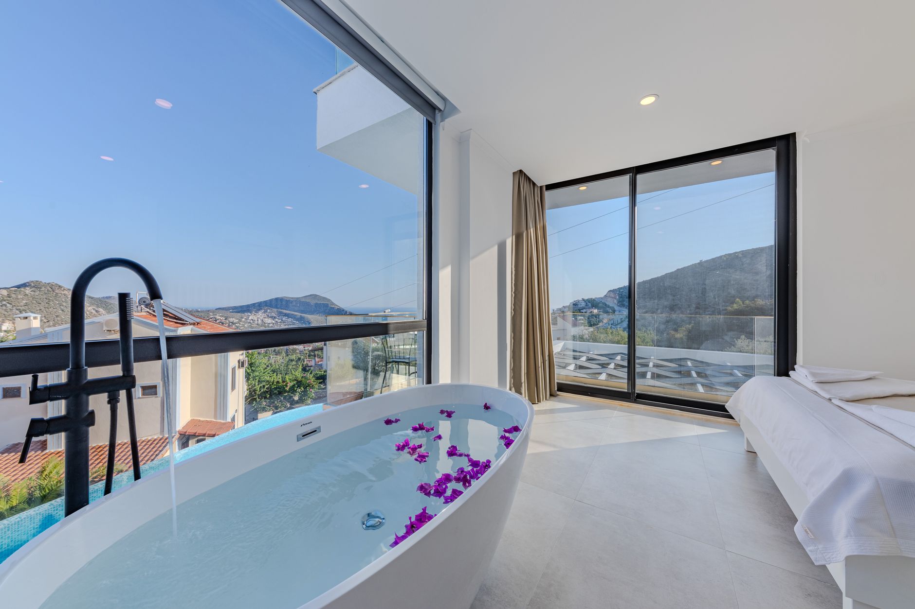 A sophisticated luxury wellness environment featuring sleek technology and a serene atmosphere for personal energy enhancement.