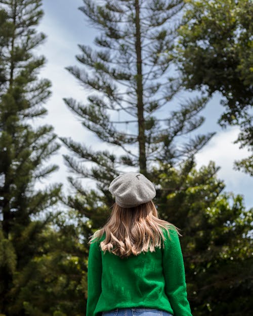 Woman Wearing Grey Hat