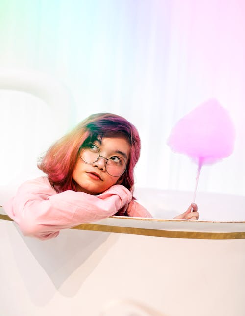 Free Woman Holding Cotton Candy  Stock Photo
