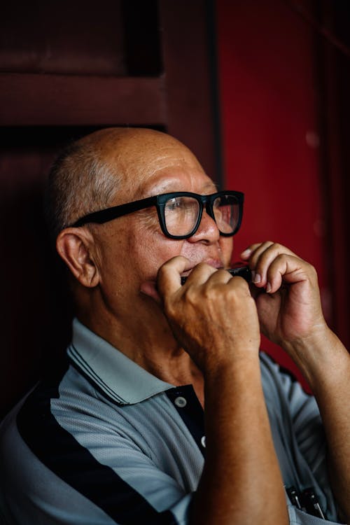 Free Photo Of Old Man Wearing Black Eyeglasses Stock Photo
