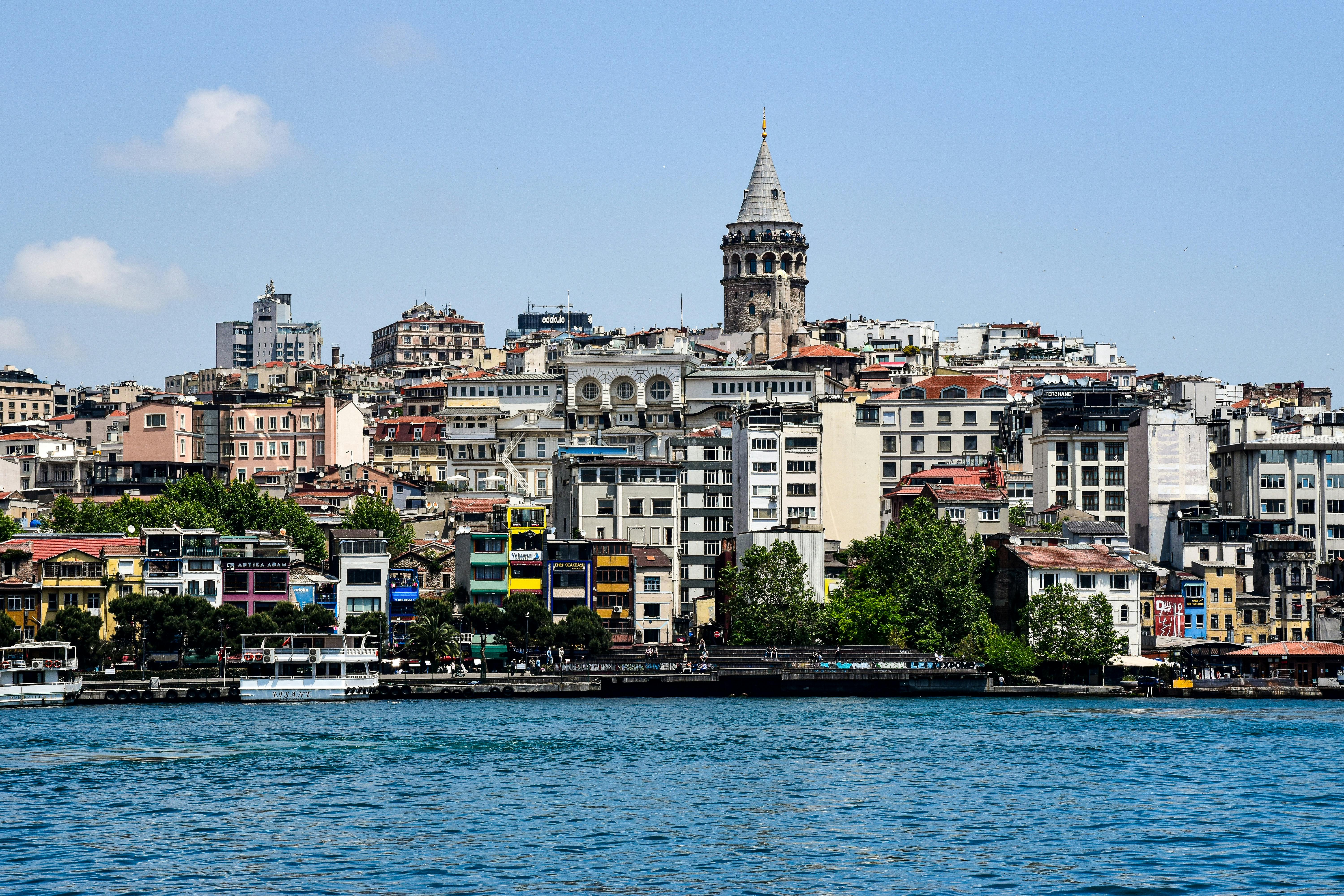 a city with many buildings and boats on the water