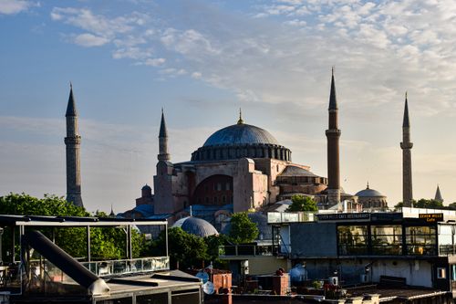 Free A stunning view of Hagia Sophia in Istanbul, showcasing its architectural beauty at sunset. Stock Photo
