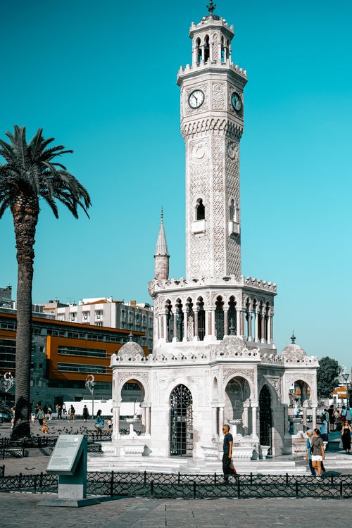 Free Stunning view of the historic İzmir Clock Tower in Konak Square, a vibrant tourist landmark in Türkiye. Stock Photo