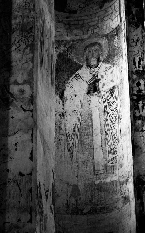Free Black and white image of an ancient religious fresco in Van, Türkiye. Stock Photo