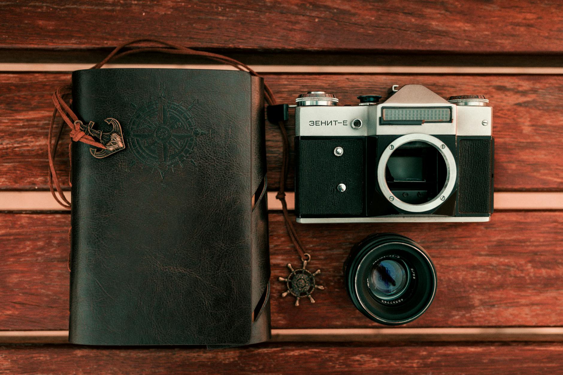 Still-life Photography Black and Silver Dslr Camera and Black Zoom Lens