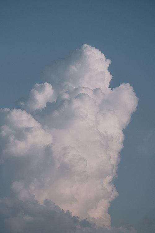 Free Dramatic cumulus clouds towering in a clear blue summer sky, perfect for weather-related projects. Stock Photo