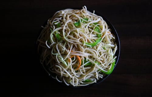 High-Angle Photo of Noodles on Bowl