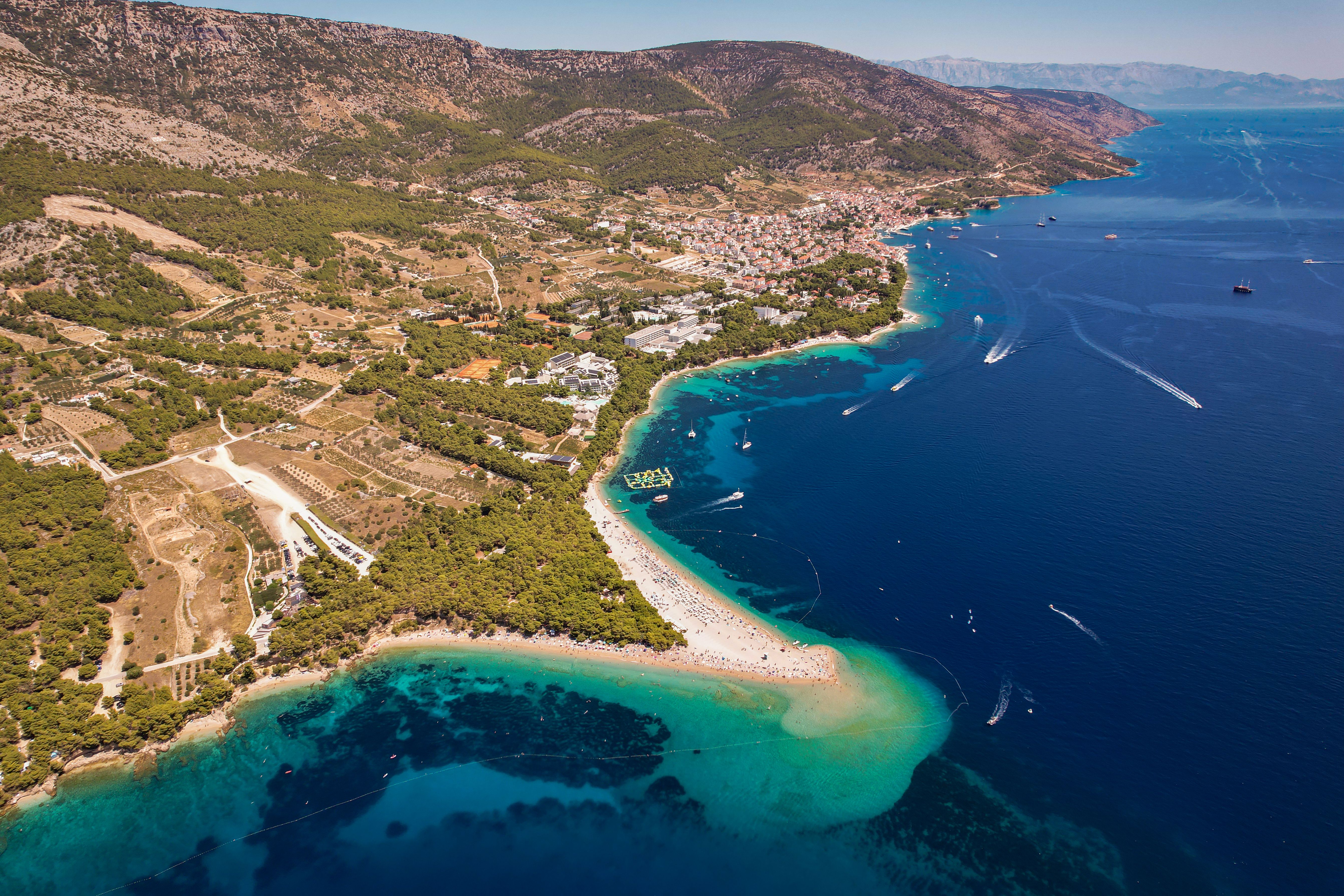 Sandy beach and clear waters of the Adriatic Sea in Neum, Bosnia and Herzegovina.