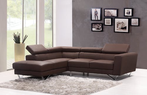 Free Brown Leather Sectional Sofa Stock Photo