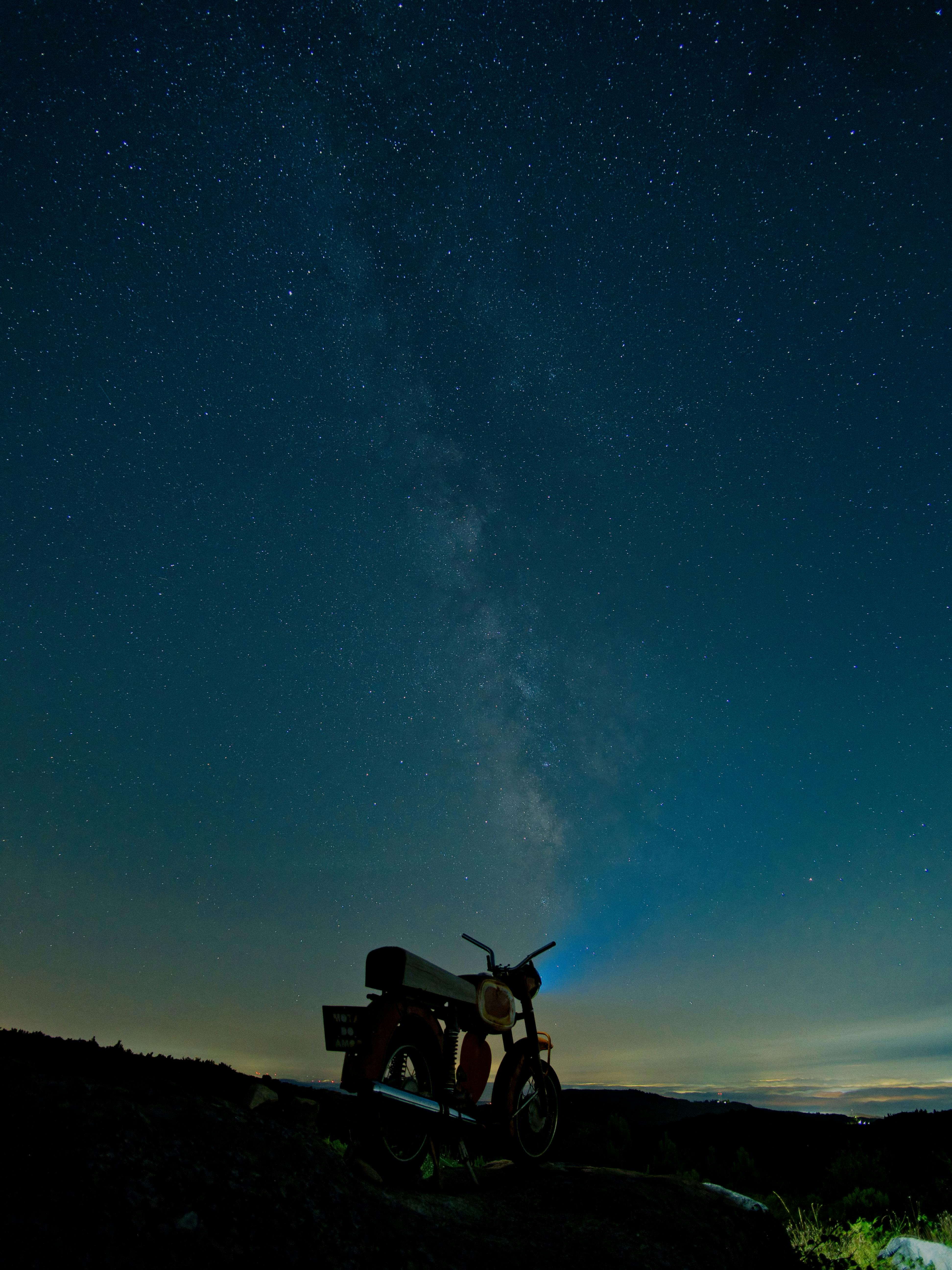 a motorcycle at night