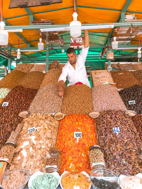 Colorful market stall with diverse dried fruits and nuts arranged in tall piles, attended by a vendor. - Factors to Consider When Choosing Dry Fruits