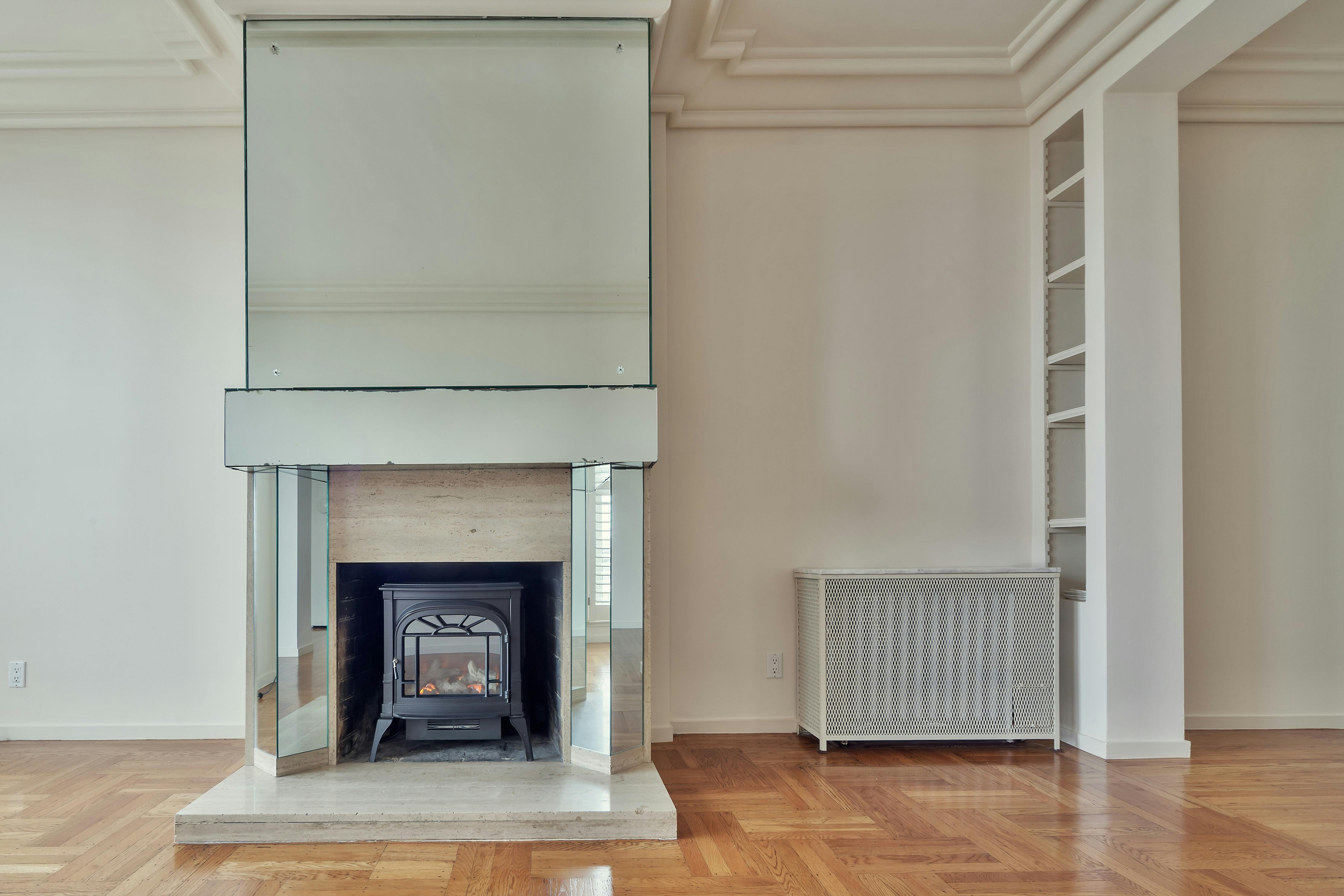 Black Fireplace Inside Wall Free Stock Photo