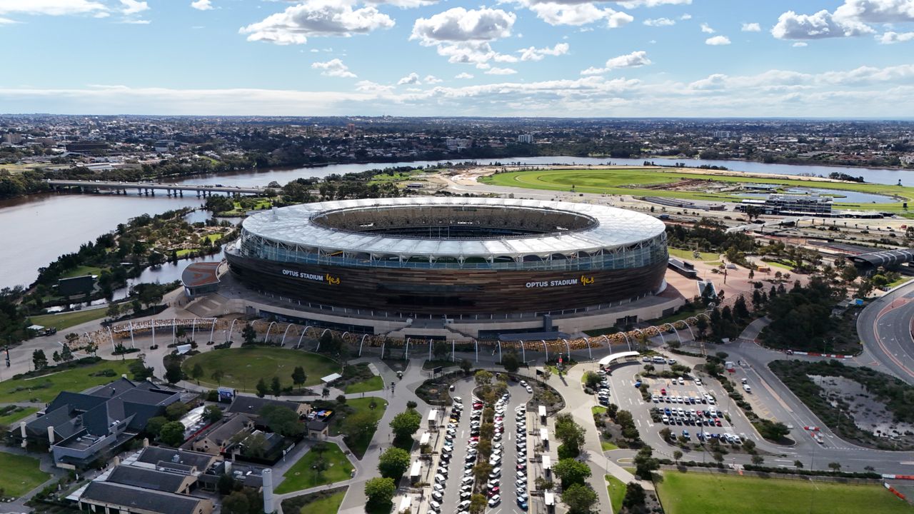 stunning aerial view of optus stadium in perth showcasing the modern a