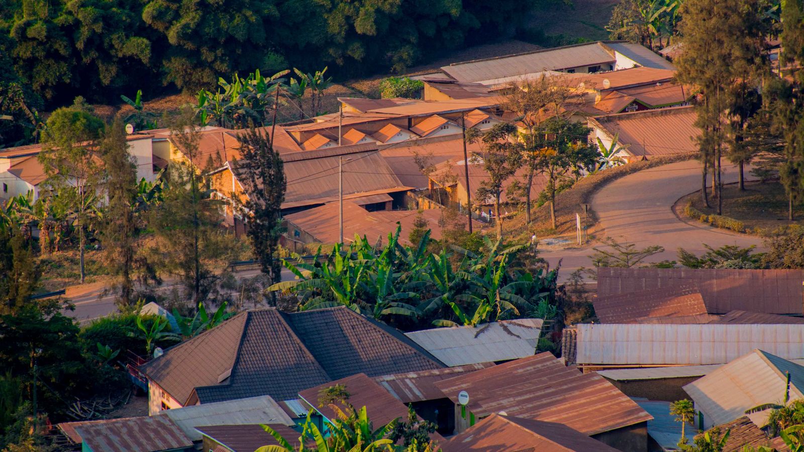 A village in the mountains with a lot of trees, Malawi