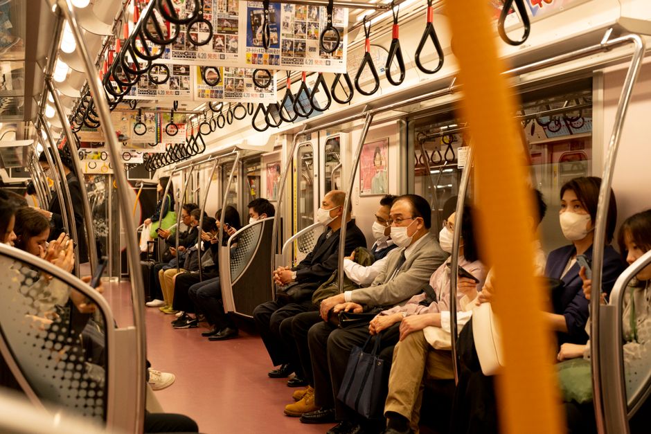 Inside a Tokyo subway train