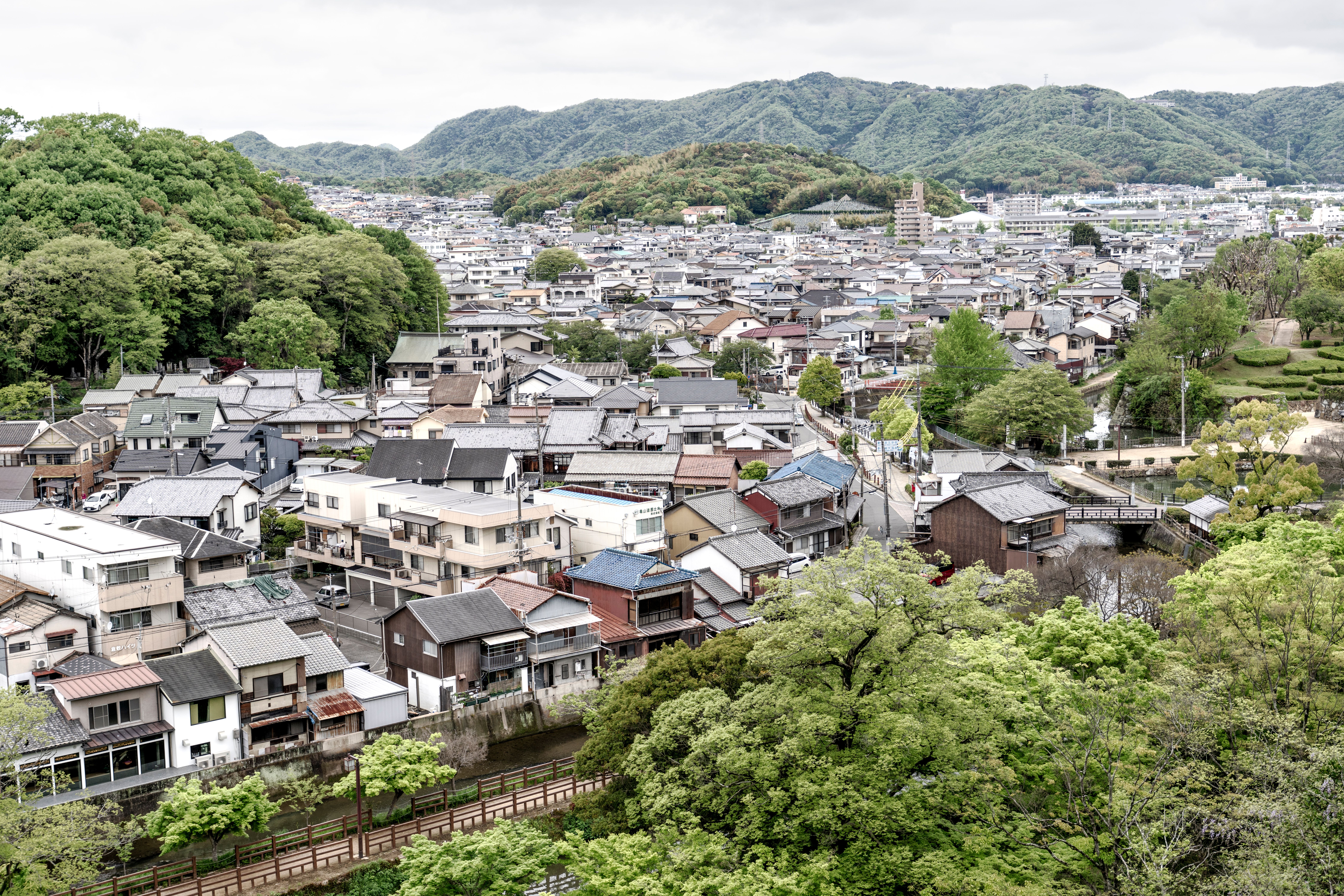 Traditional Japanese village nestled in the countryside
