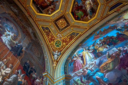 Free Explore the stunning frescoes and ornate decorations of the Vatican Museum's ceilings. Stock Photo