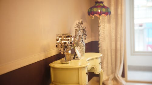 Silver Table Decor on White Side Table